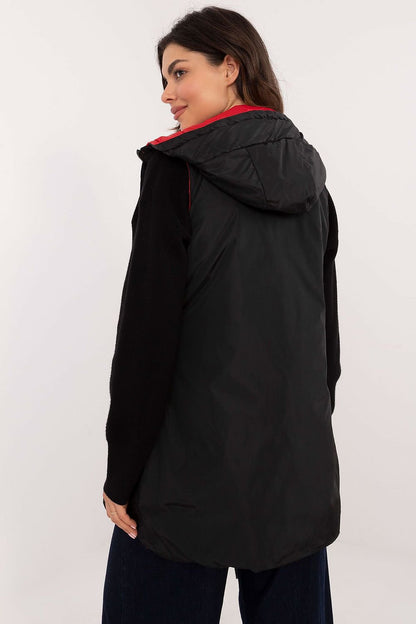 Practical Quilted Double Side Hooded Vest Red