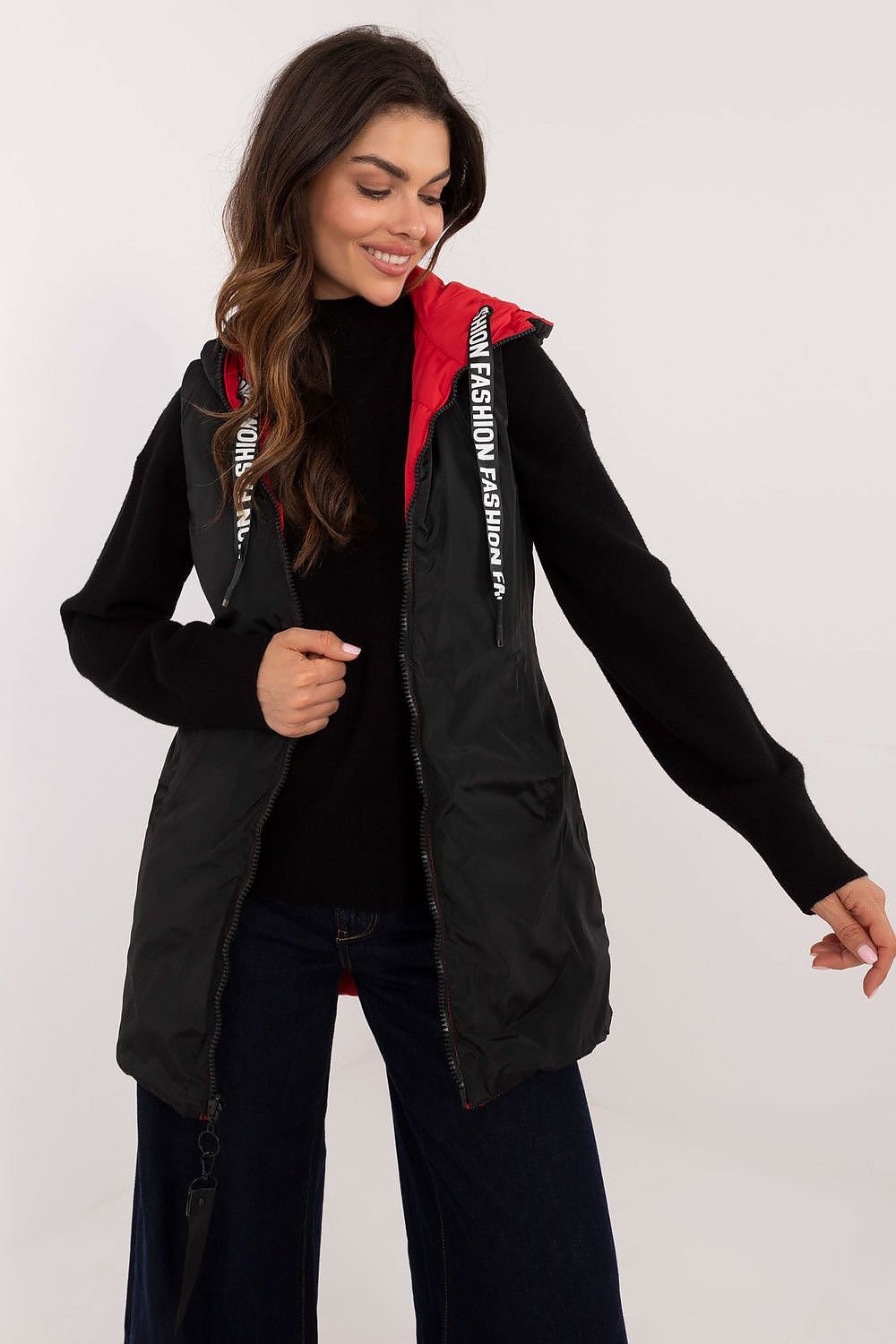 Practical Quilted Double Side Hooded Vest Red