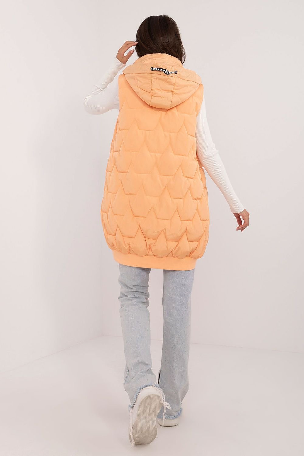 Quilted Long Zip-Up Hooded Vest