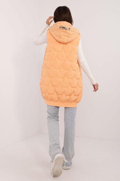 Quilted Long Zip-Up Hooded Vest