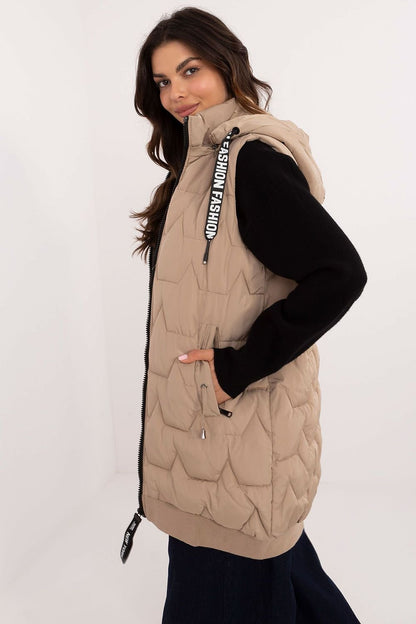 Quilted Long Zip-Up Hooded Vest