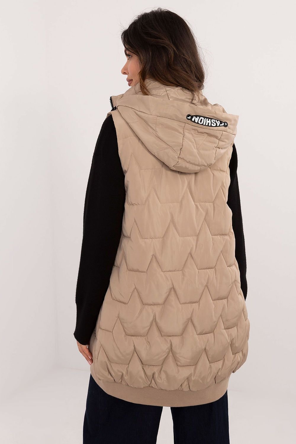 Quilted Long Zip-Up Hooded Vest