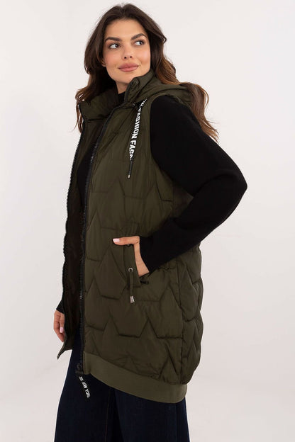 Quilted Long Zip-Up Hooded Vest