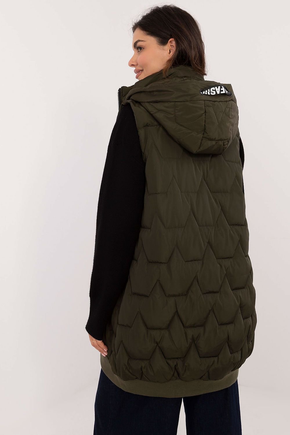 Quilted Long Zip-Up Hooded Vest