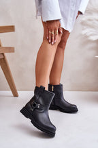 Cross Straps Leather Booties