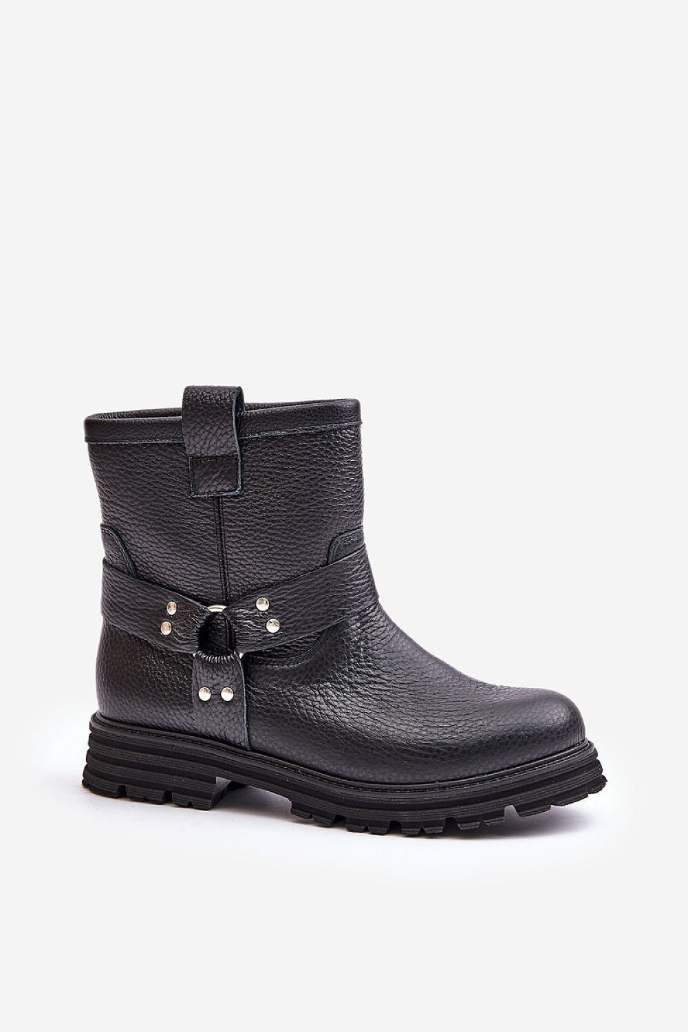 Cross Straps Leather Booties