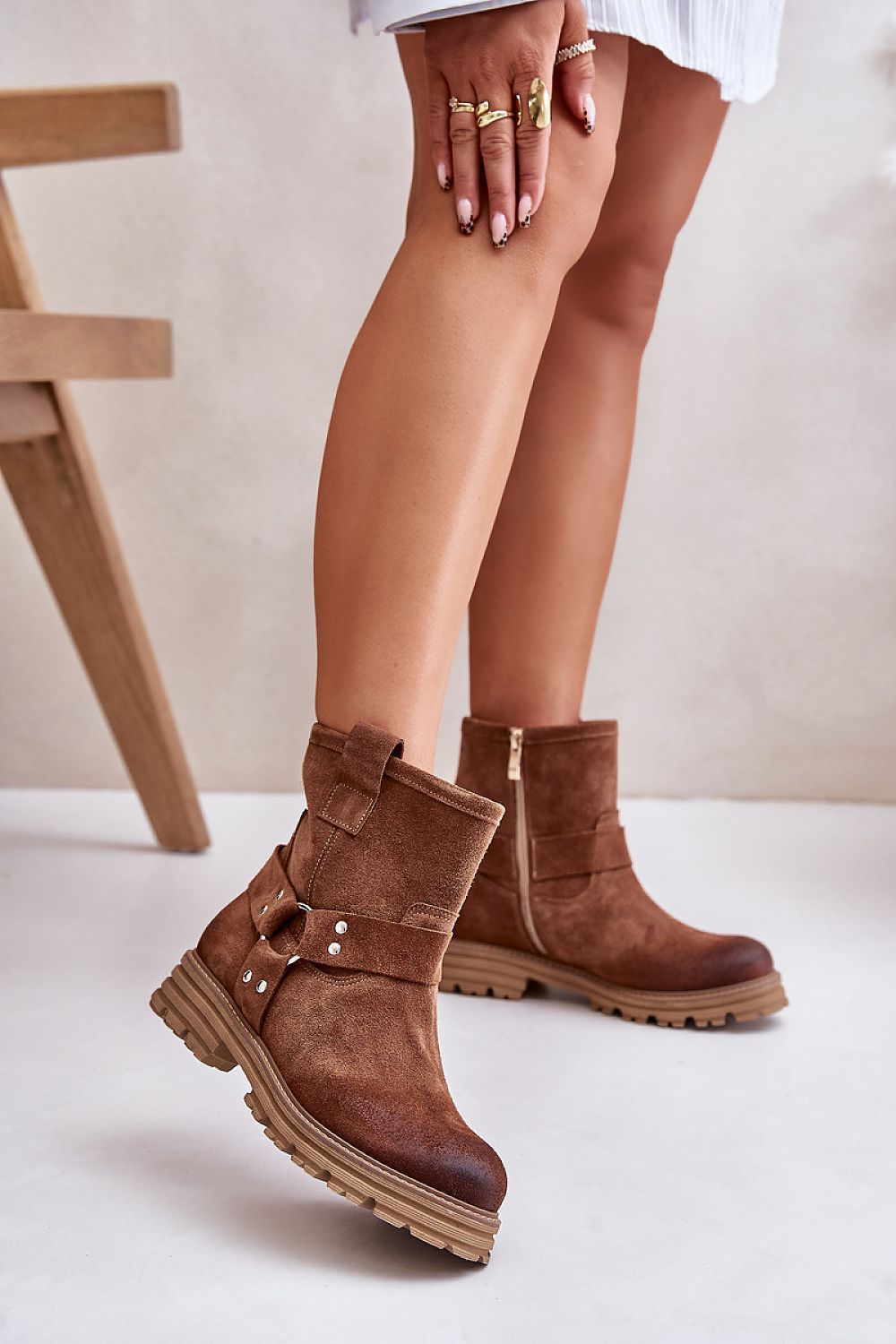 Cross Straps Leather Booties