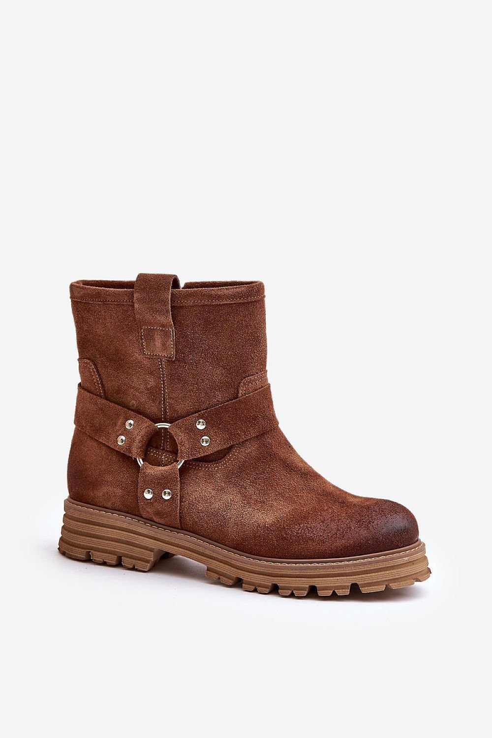 Cross Straps Leather Booties