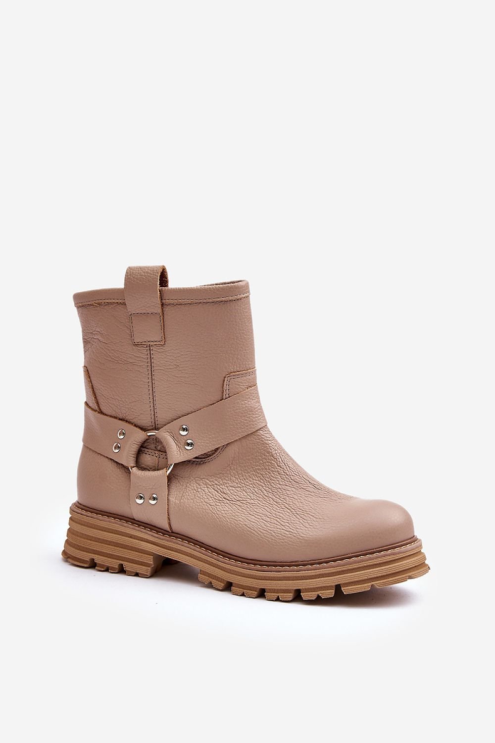 Cross Straps Leather Booties