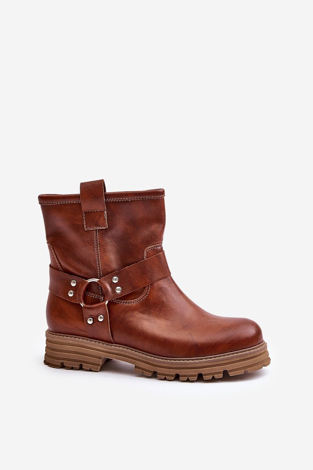 Cross Straps Leather Booties