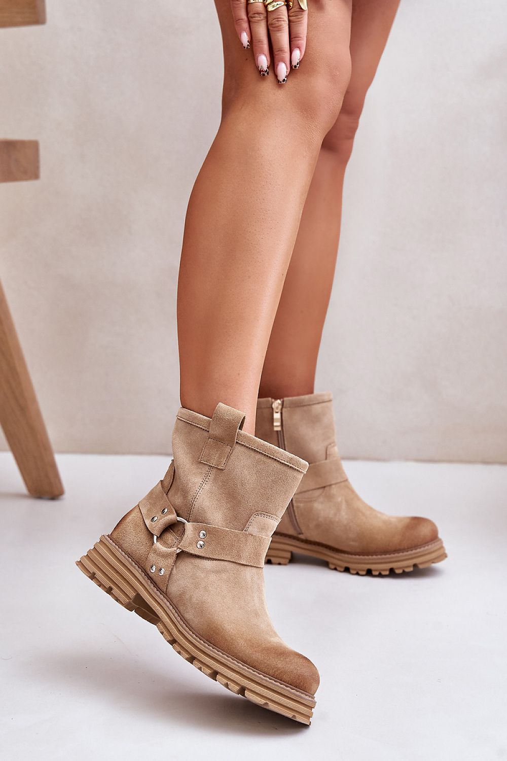 Cross Straps Leather Booties