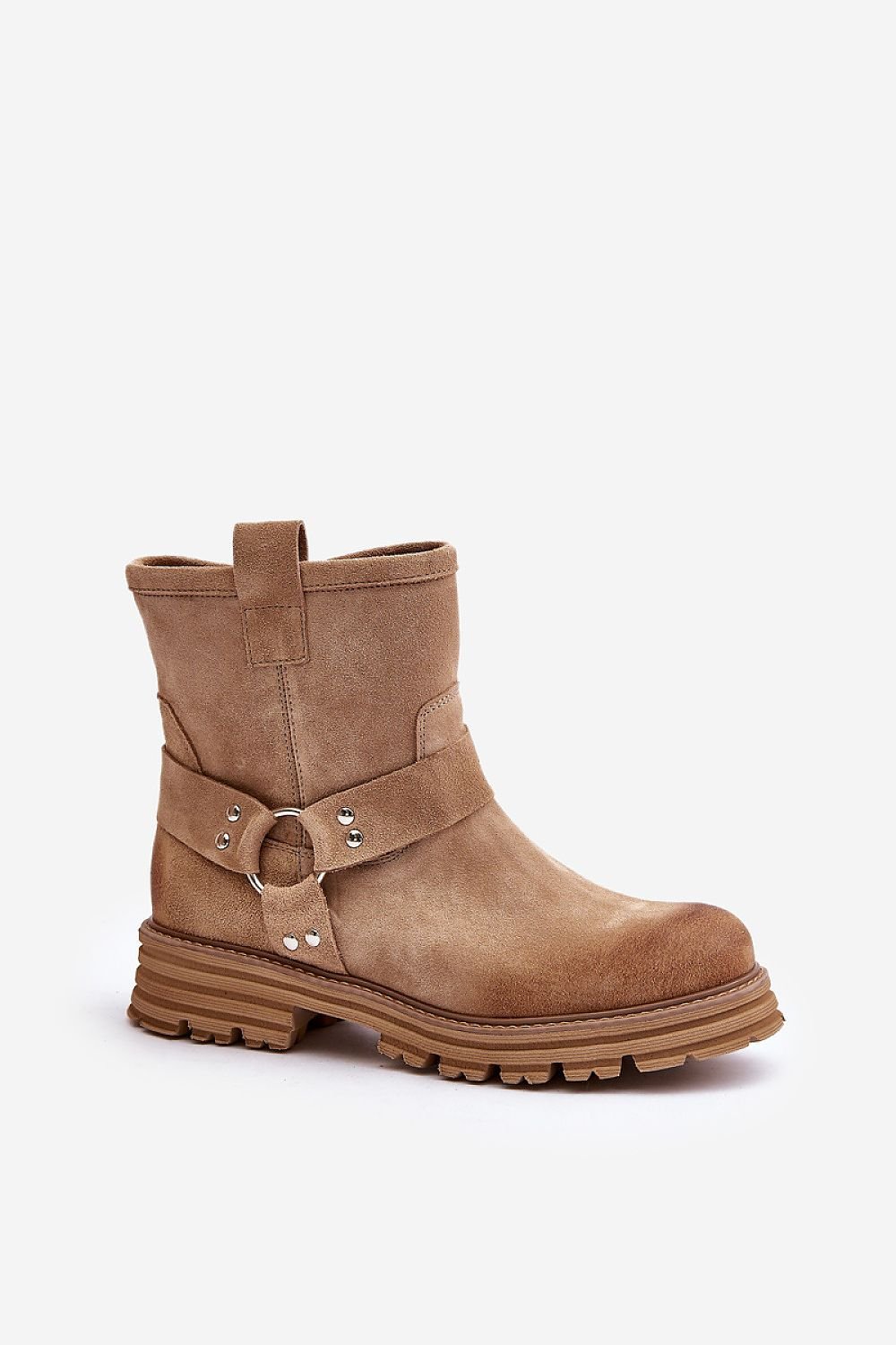 Cross Straps Leather Booties