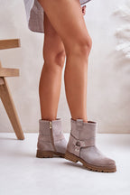 Cross Straps Leather Booties
