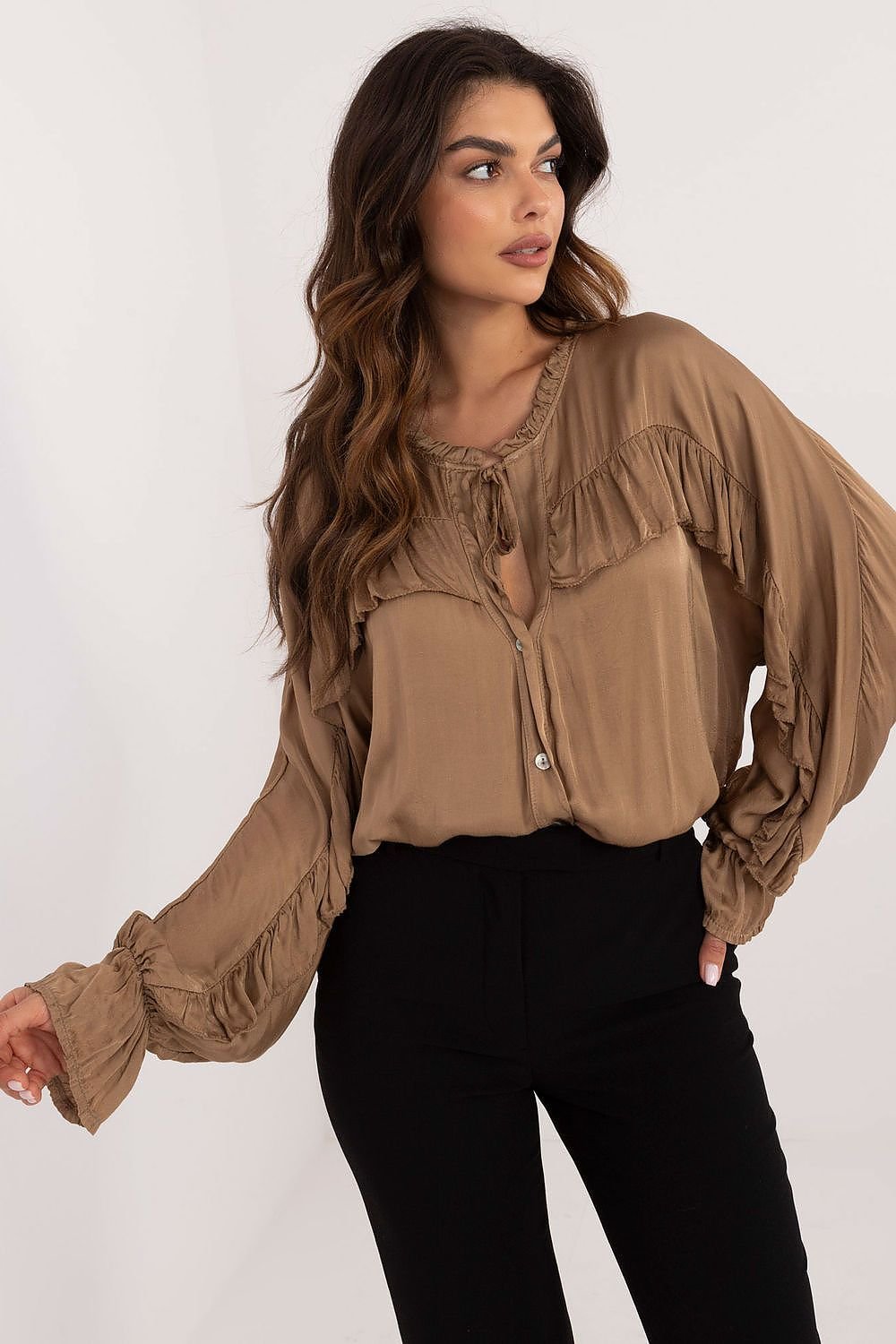 Striking Ruffle Long Sleeve Shirt