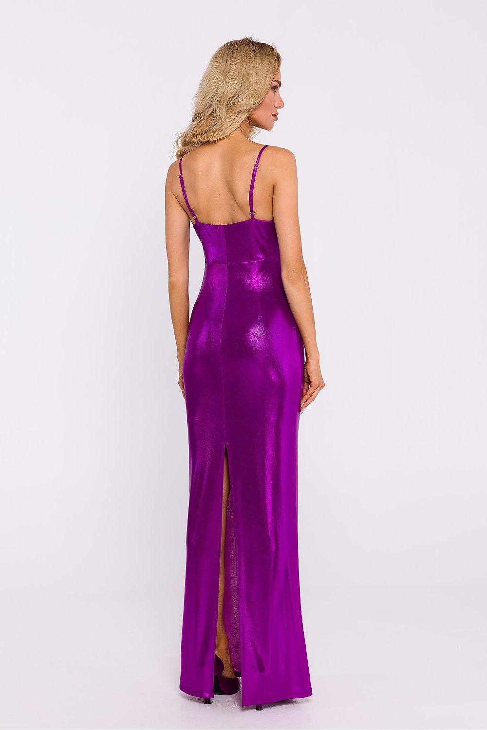 Shiny High Slit Maxi Dress