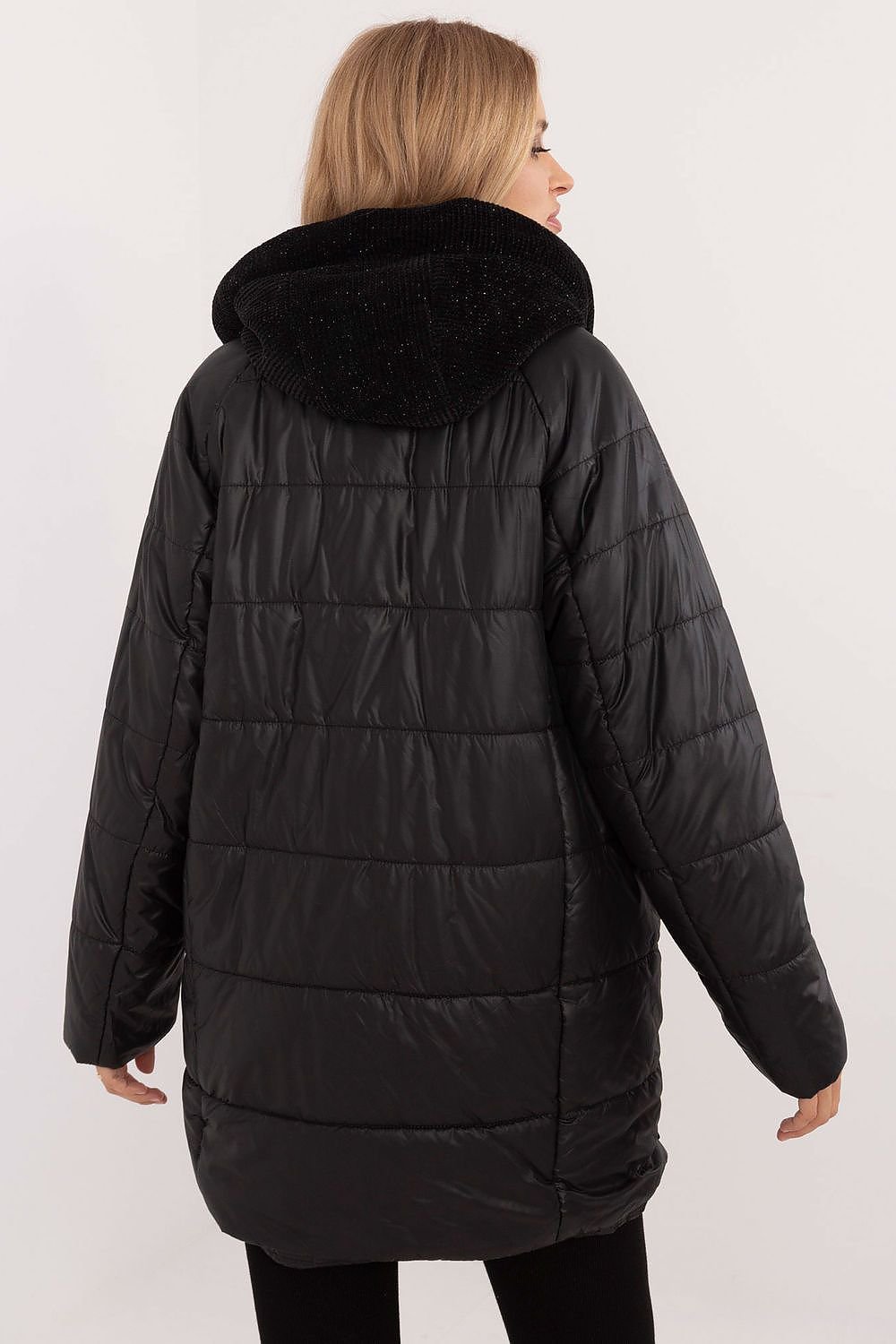 Mid Length Warm Hooded Jacket Black