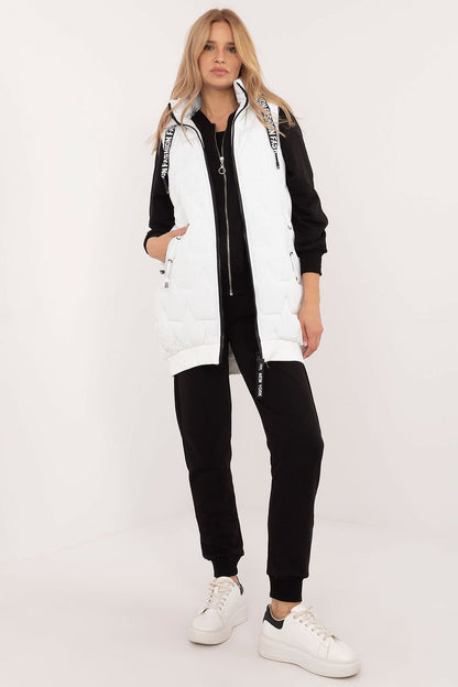 Quilted Long Zip-Up Hooded Vest