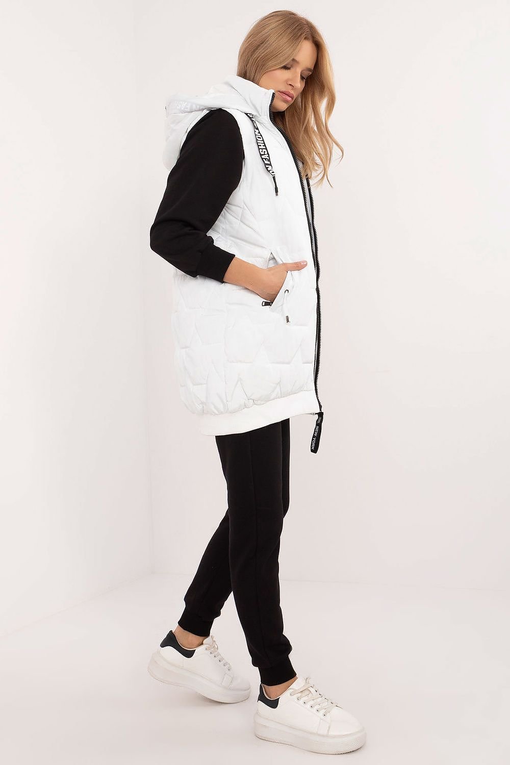 Quilted Long Zip-Up Hooded Vest