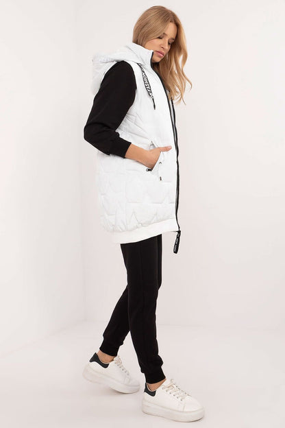 Quilted Long Zip-Up Hooded Vest