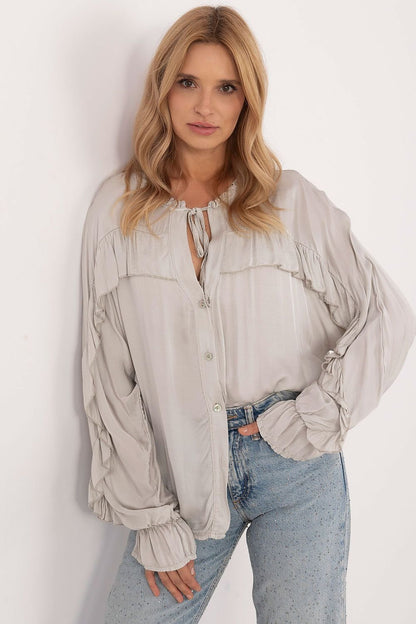 Striking Ruffle Long Sleeve Shirt