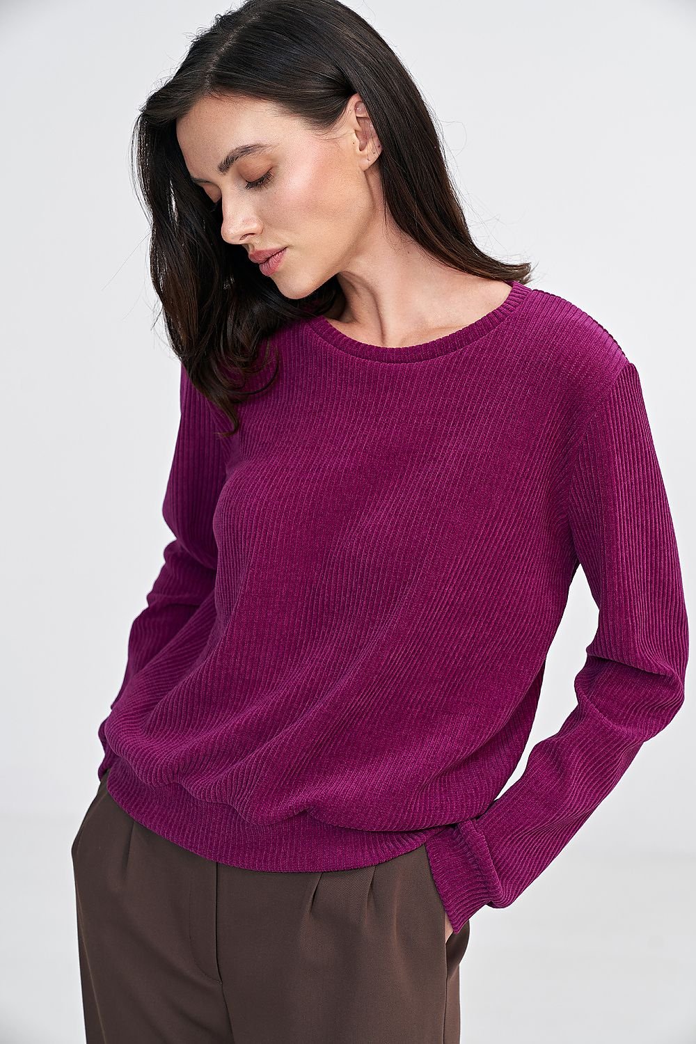 Soft Ribbed Knit Blouse