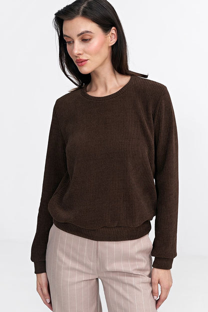 Soft Ribbed Knit Blouse