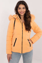 Short Warm Hooded Jacket in Pale Orange