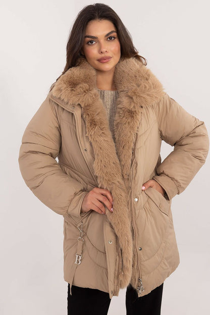 Quilted Parka Jacket Camel Brown