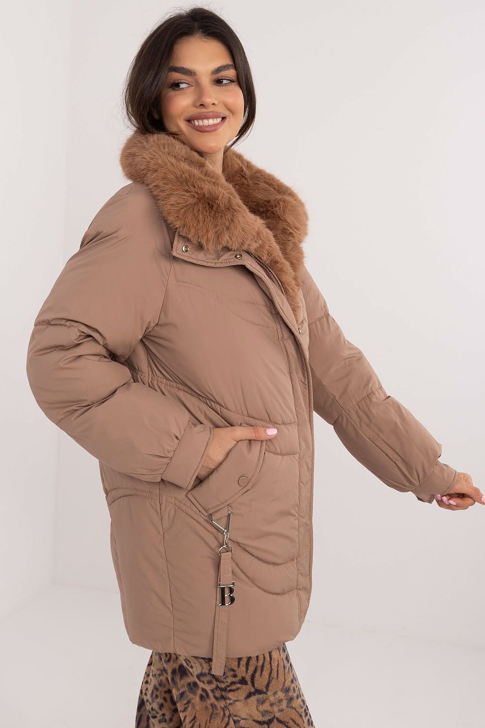 Quilted Parka Jacket Pale Brown