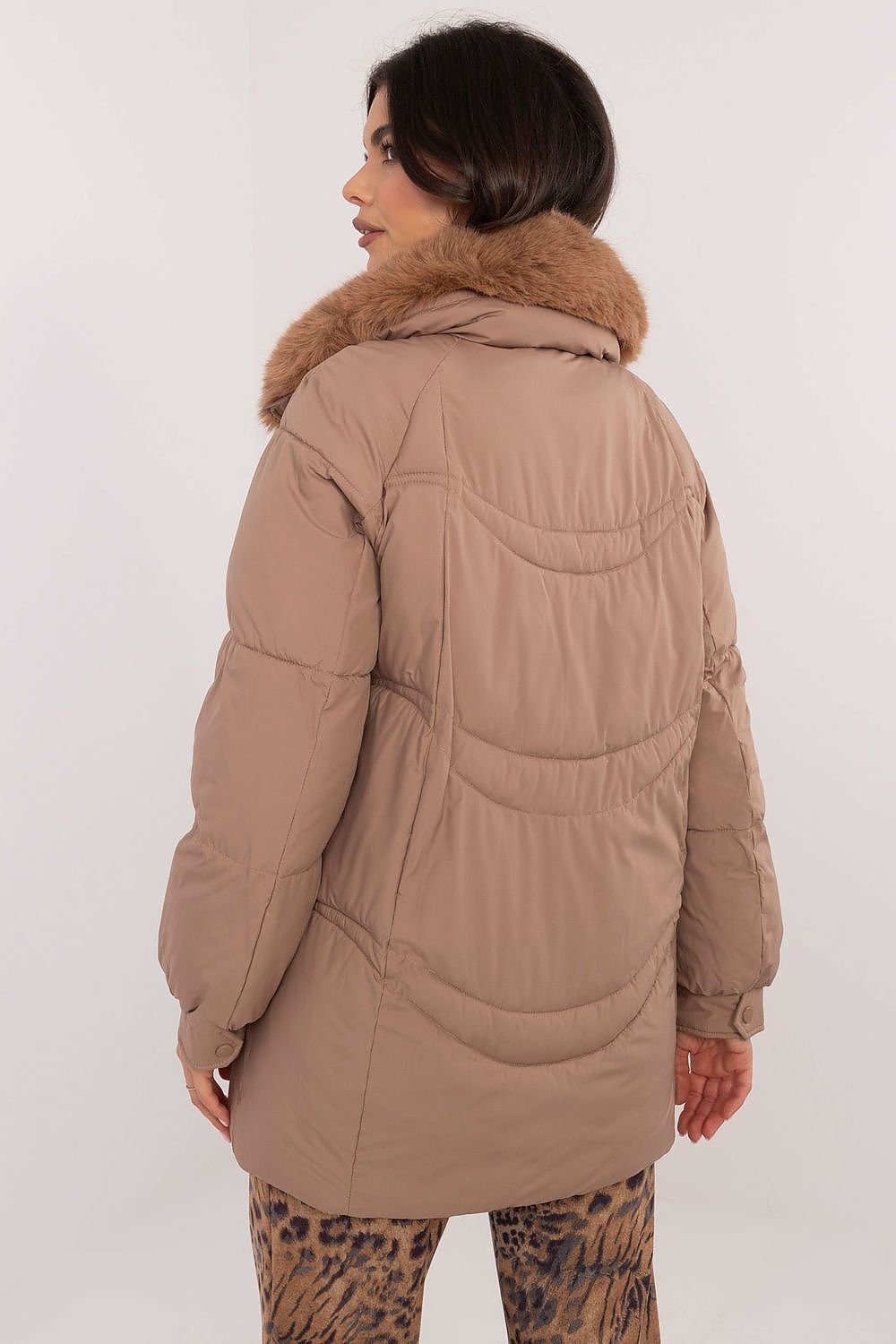 Quilted Parka Jacket Pale Brown