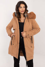 Winter Trench Down Jacket with Fur Hood Ginger