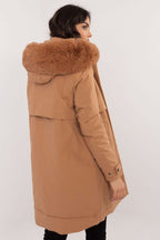 Winter Trench Down Jacket with Fur Hood Ginger