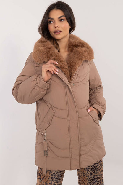 Quilted Parka Jacket Pale Brown