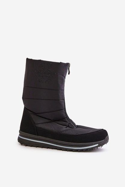 Front Zip Snow Boots Black