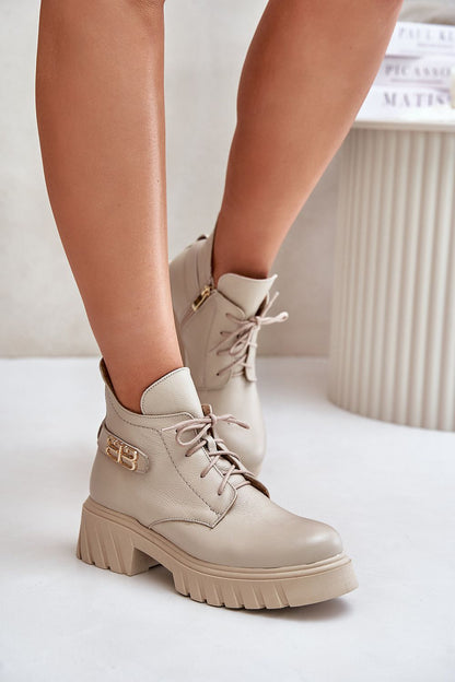 Laced Ankle Boots with Zipper