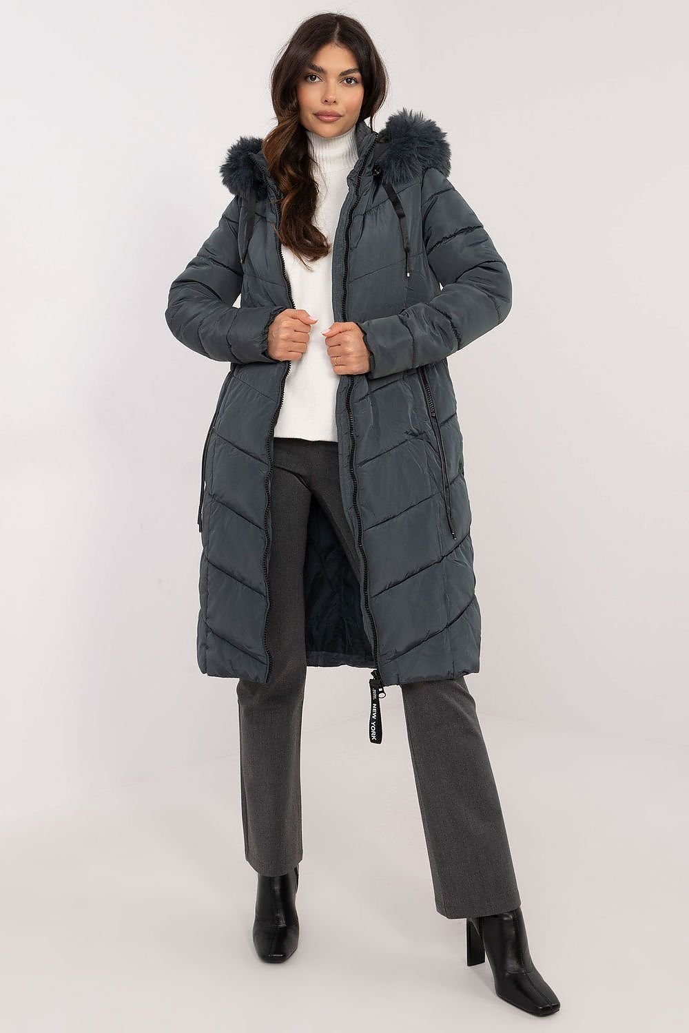 Knee Length Hooded Down Jacket