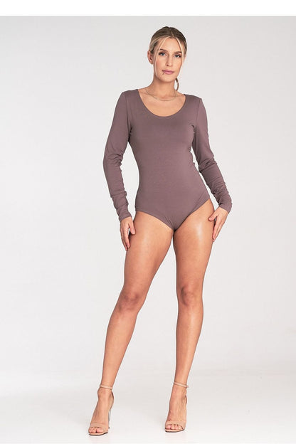 Boat Neck Long Sleeve Shapewear Body