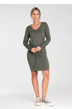 Waist Tie Long Sleeve Midi Dress