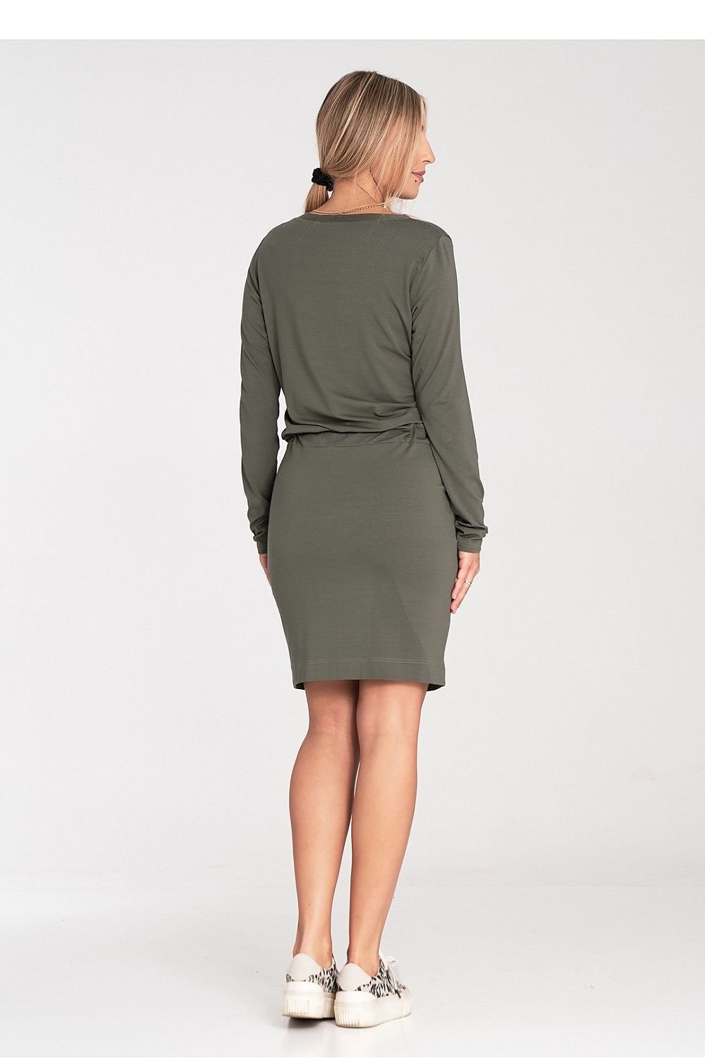 Waist Tie Long Sleeve Midi Dress
