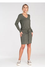 Waist Tie Long Sleeve Midi Dress