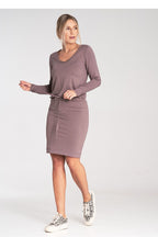 Waist Tie Long Sleeve Midi Dress