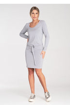 Waist Tie Long Sleeve Midi Dress