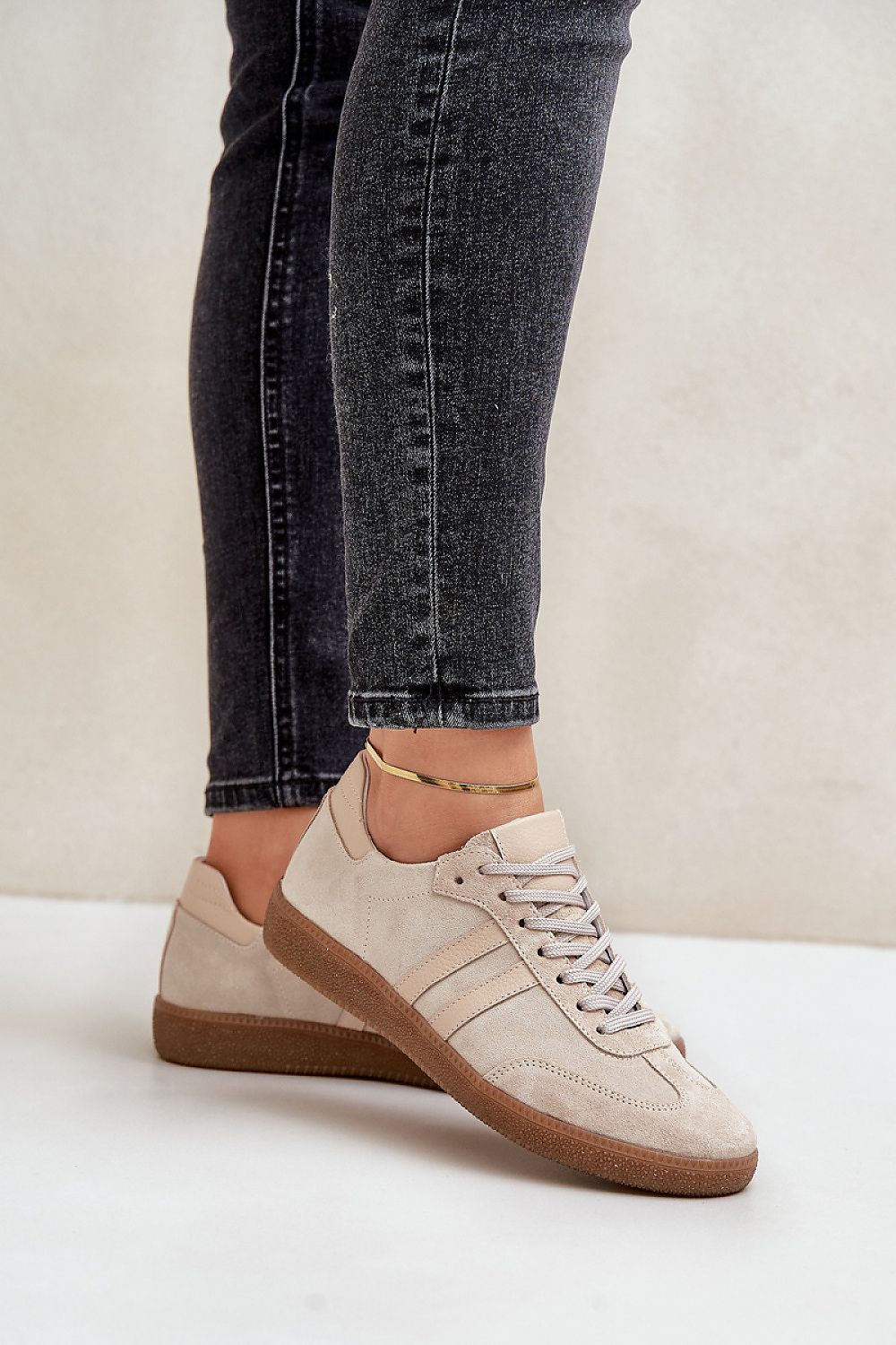 Low Top Lace-Up Suede Sneakers