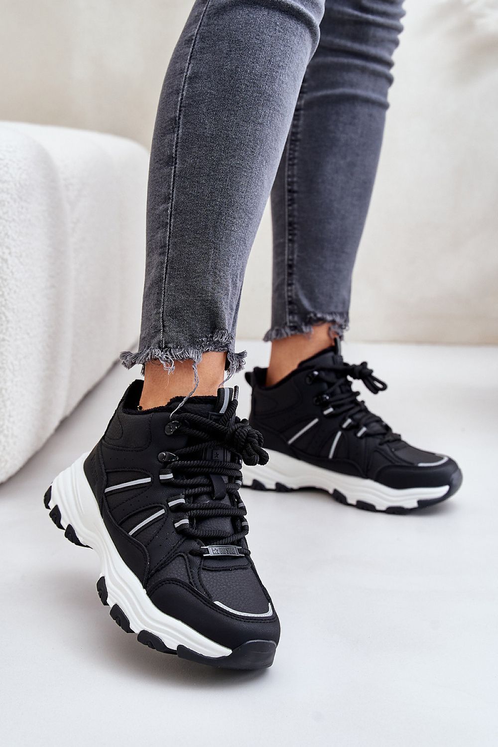 Thick Platform Lace-Up Sneakers