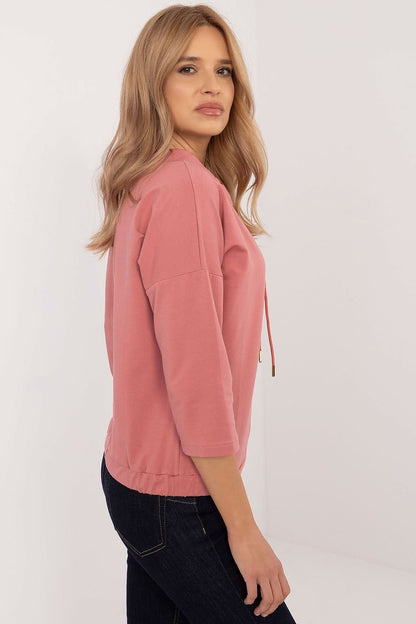 Drawstring 3/4 Sleeve Light Cotton Top