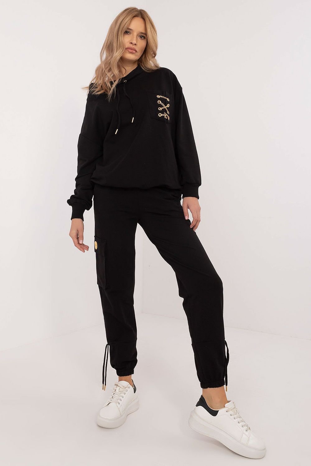 Lace Decor Hoodie & Pants Set