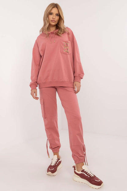 Lace Decor Hoodie & Pants Set