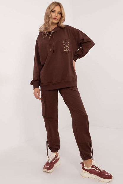 Lace Decor Hoodie & Pants Set