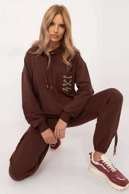 Lace Decor Hoodie & Pants Set