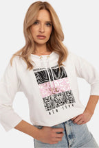 Drawstring 3/4 Sleeve Light Cotton Top